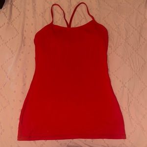 Red Lululemon yoga tank top